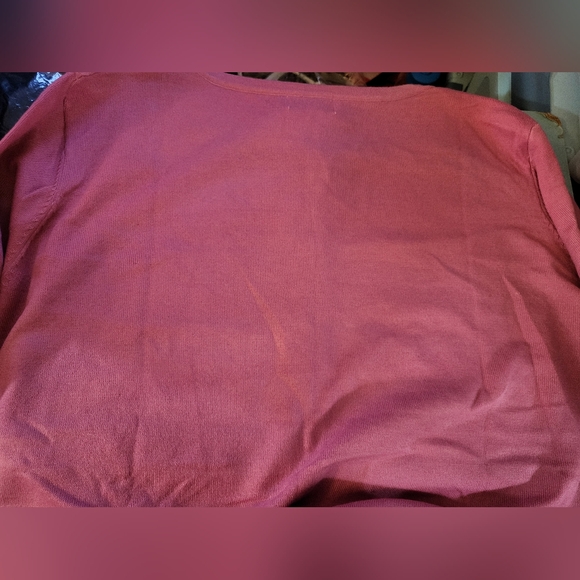 NWOT WMS Pink 3/4 Sleeve Sequinned Snowflake Cardigan Sweater sz 3x - Picture 4 of 5